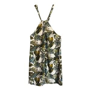 Tommy Bahama Dress Womens Large Villa Fronds‎ Short Halter Linen Blend Palm